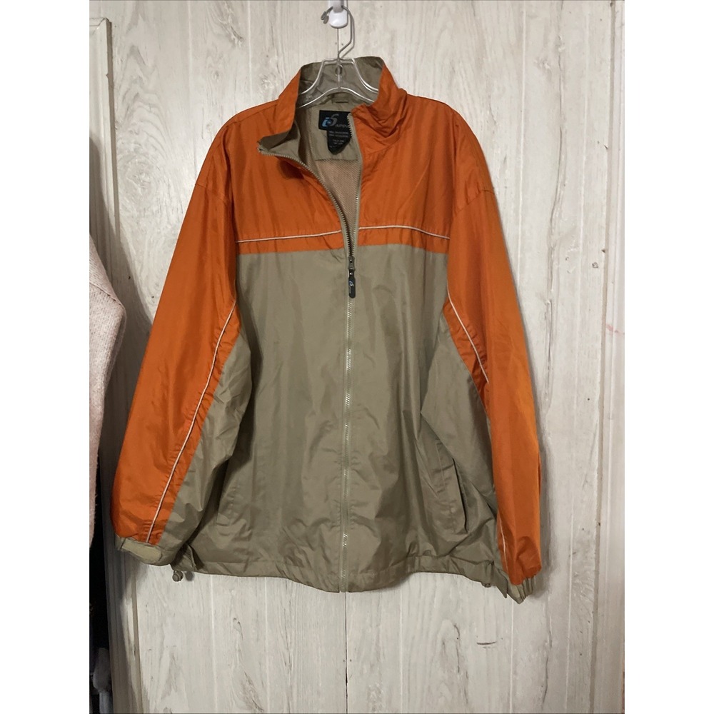 i5 Apparel men's Water 2 tone Orange & Beige Windbreaker Raincoat Sz Xxl‎